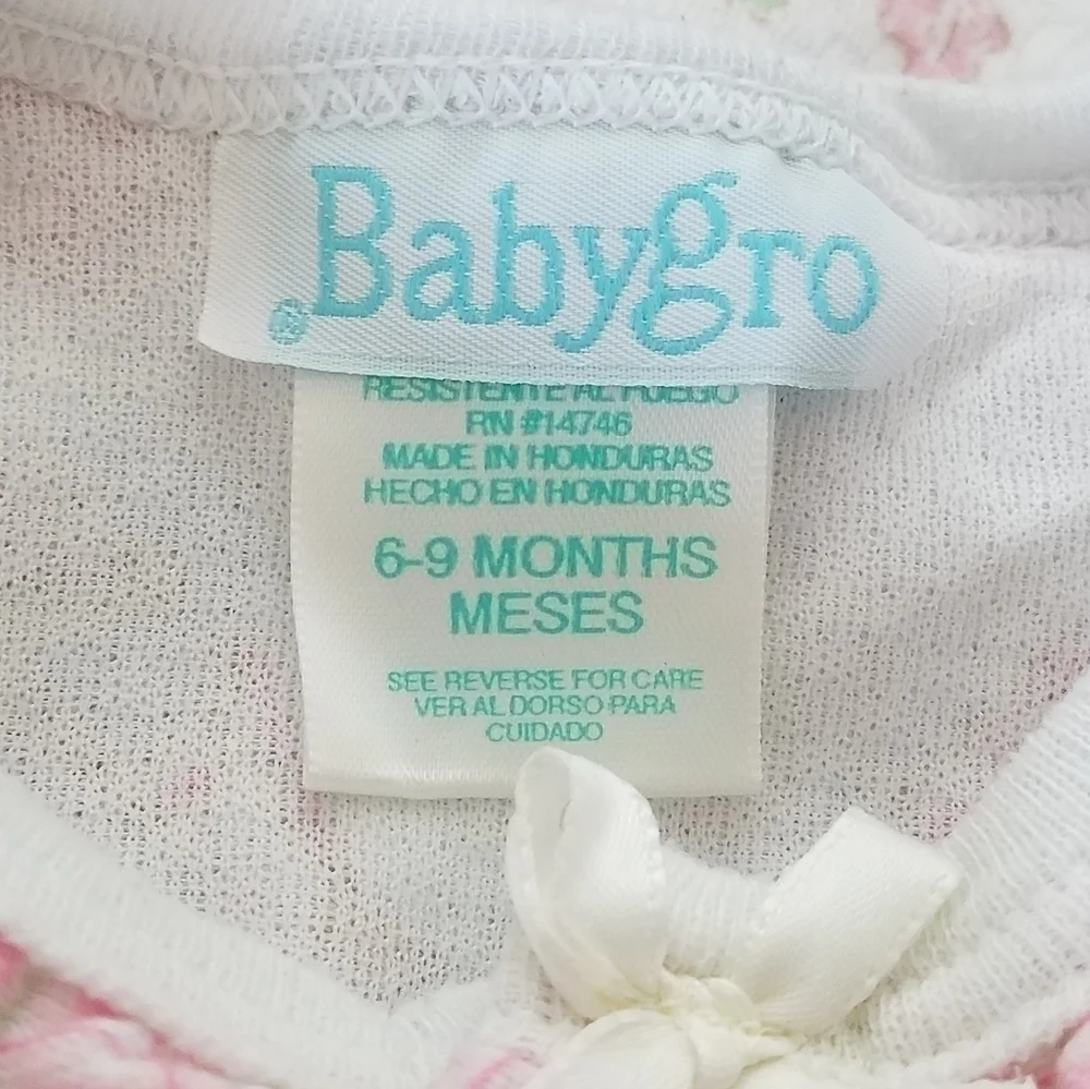 Vintage Babygro Kitten Leaves Lace Sleeper 6-9m